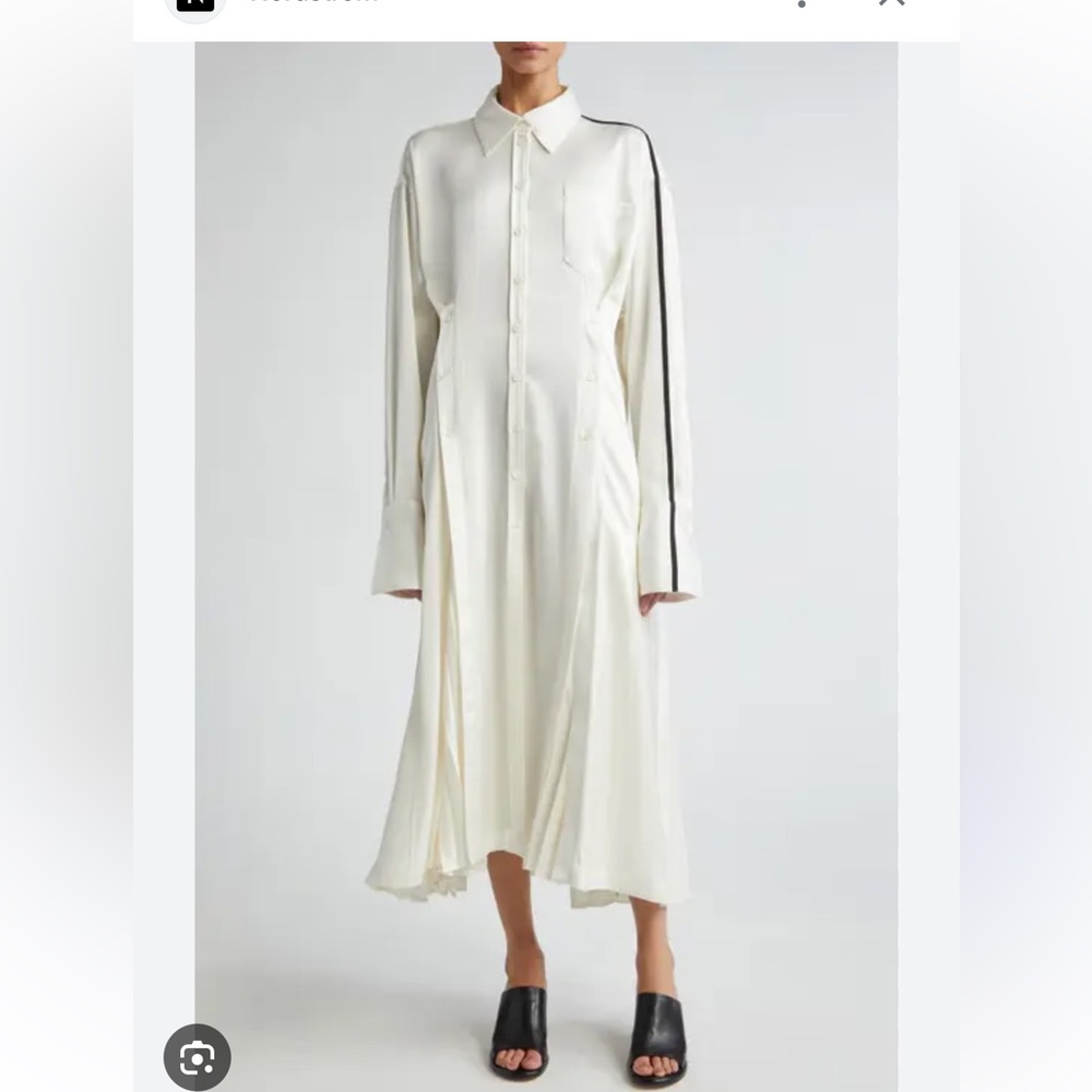 NWOT PETER DO Cream Pleated Shirt Dress Size S